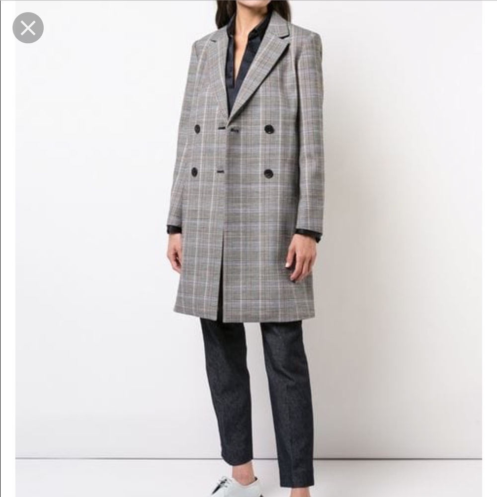 Nwot theory plaid double breasted topcoat